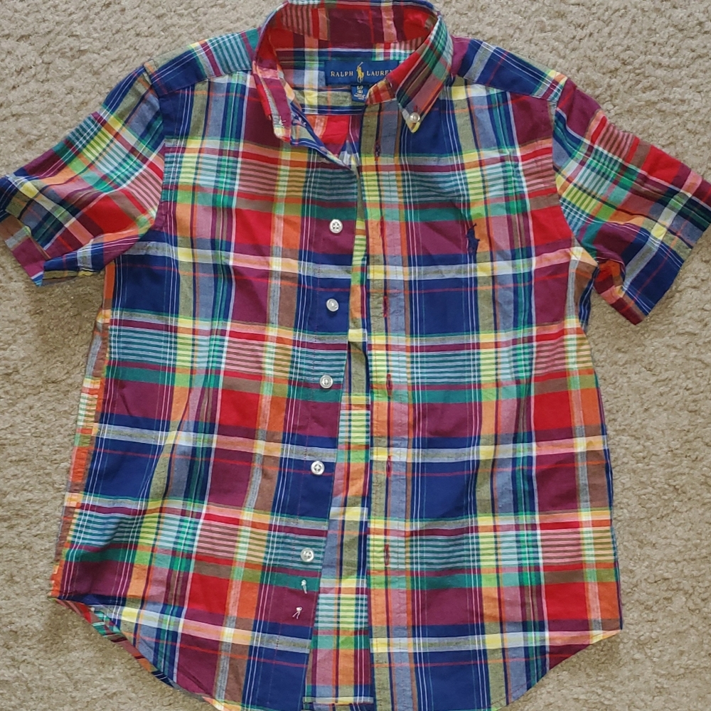 Boys RL Polo Button Down Plaid Shirt